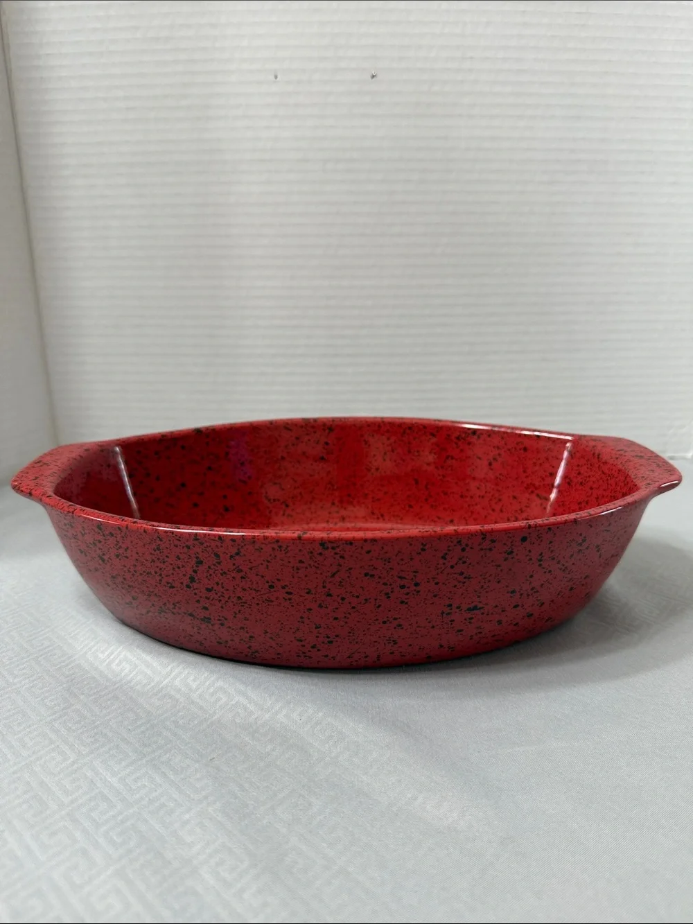 Cerutil Stoneware Red Speckled Ceramic Casserole Baking Dish Handles Portugal
